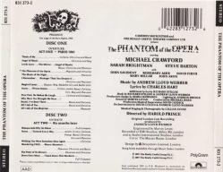 38 yıllık - 1987 BASIM NADİR CD - Andrew Lloyd Webber – The Phantom Of The Opera  - 2 li cd set çift cd