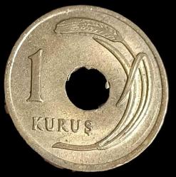 1948 Delikli 1 Kuruş Çil