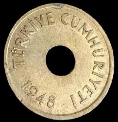 1948 Delikli 1 Kuruş Çil