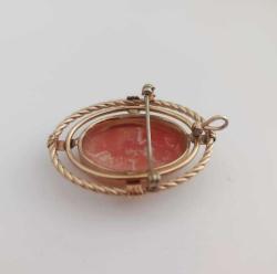 Antika Altın Kaplama Hakiki Shell Cameo Kolye Ucu Broş