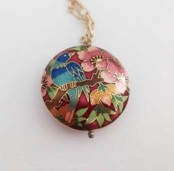 Retro Cloisonne Mineli Çift Taraflı Kolye Ucu ÇİN
