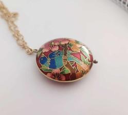 Retro Cloisonne Mineli Çift Taraflı Kolye Ucu ÇİN