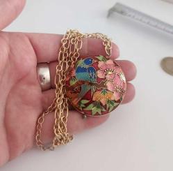 Retro Cloisonne Mineli Çift Taraflı Kolye Ucu ÇİN