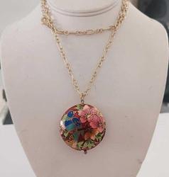 Retro Cloisonne Mineli Çift Taraflı Kolye Ucu ÇİN