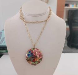 Retro Cloisonne Mineli Çift Taraflı Kolye Ucu ÇİN