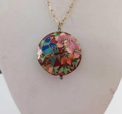 Retro Cloisonne Mineli Çift Taraflı Kolye Ucu ÇİN