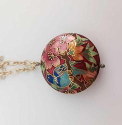 Retro Cloisonne Mineli Çift Taraflı Kolye Ucu ÇİN