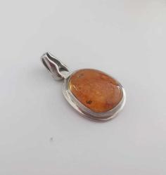 Vintage 925 Gümüş ve Hakiki Baltık Kehribar Kolye Ucu Özel Yapım 3