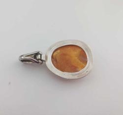 Vintage 925 Gümüş ve Hakiki Baltık Kehribar Kolye Ucu Özel Yapım 3