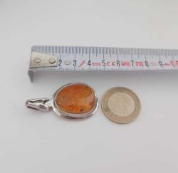 Vintage 925 Gümüş ve Hakiki Baltık Kehribar Kolye Ucu Özel Yapım 3