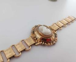 Antika Altın Kaplama  Hakiki Shell Cameo Bilezik Bileklik