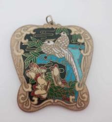 Antika Cloisonne Mineli Kolye ucu Şans Tılsımı Çin