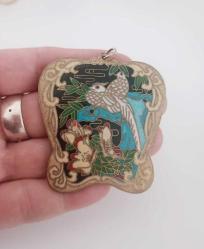 Antika Cloisonne Mineli Kolye ucu Şans Tılsımı Çin