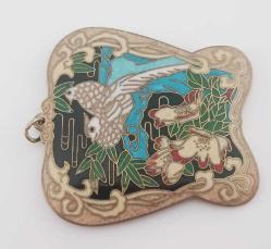Antika Cloisonne Mineli Kolye ucu Şans Tılsımı Çin