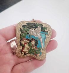 Antika Cloisonne Mineli Kolye ucu Şans Tılsımı Çin