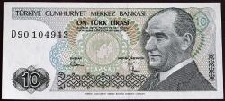 Türkiye Cumhuriyeti 7. Emisyon 2. Tertip  D90 685698 10  Lira SERİ SONU  ÇİL