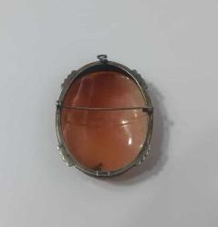 Antika Victorian 925 Gümüş Hakiki Shell Cameo Kolye Ucu Broş