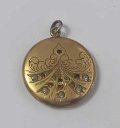 Antika  Victorian Altın Dolgu ( Gold Filled)  Şeffaf ve kırmızı Paste Taşlı  Locket Resimlik Kolye Ucu