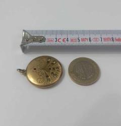 Antika  Victorian Altın Dolgu ( Gold Filled)  Şeffaf ve kırmızı Paste Taşlı  Locket Resimlik Kolye Ucu