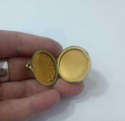 Antika  Victorian Altın Dolgu ( Gold Filled)  Şeffaf ve kırmızı Paste Taşlı  Locket Resimlik Kolye Ucu