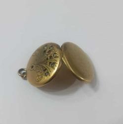 Antika  Victorian Altın Dolgu ( Gold Filled)  Şeffaf ve kırmızı Paste Taşlı  Locket Resimlik Kolye Ucu