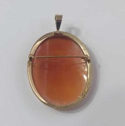 Vintage 14 Ayar Altın Hakiki Shell Cameo Three Graces  Kolye Ucu Broş MİLOR  İtalya