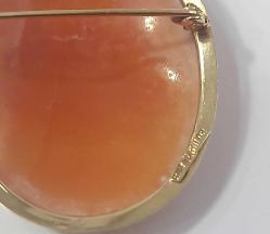 Vintage 14 Ayar Altın Hakiki Shell Cameo Three Graces  Kolye Ucu Broş MİLOR  İtalya