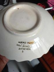 Kütahya çini el yapımı Allah yazılı 60 yıllık şekerlik ( Mavi Gümüş Çini ) Çap 18,5  cm