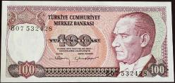Türkiye Cumhuriyeti  7. Emisyon 1. Tertip 100 Lira B07 532428 Çil