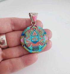 Vintage 925 Ayar Gümüş Tom Taylor Micro İnlay Taşlarla Bezeli Kolye Ucu Navajo Tılsım serisi