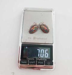 Vintage 925 Ayar Gümüş Micro İnlay Taşlarla Bezenmiş Küpe Navajo Amerika