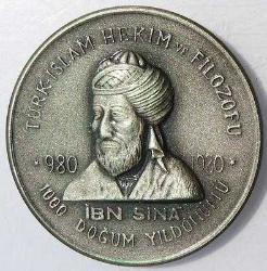 İbni Sina'nın 1.000. Doğum Yıl Dönümü, TND, 1980,Okside Gümüş 0,925 Ayar-18,32 Gr