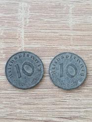 Almanya – Deutsches Reich – 10 Reichspfennig (Zinc) – 2’li Savaş Dönemi Lotu (1940-B & 1941-A)