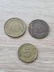 Almanya – Deutsches Reich – 2 / 5 / 10 Reichspfennig – 3’lü Lot (1937–1940) – Berlin & Münih Darphaneleri
