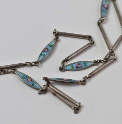 Antika Art Deco 935 Ayar Gümüş Guilloche Mineli Çift Taraflı Locket Resimlik Kolye Ucu Kolye Amerika