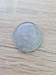 Almanya 1938 – 5 Reichsmark Hindenburg (%90 Gümüş, 13.99 g) • Orijinal