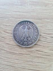 Almanya 1936 – 5 Reichsmark Hindenburg (%90 Gümüş, 13.83 g) • Orijinal