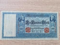 Alman İmparatorluğu – 100 Mark “Reichsbanknote” (1908/1910 Tipi) • Orijinal • Büyük Mavi Seri • F/VF