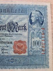 Alman İmparatorluğu – 100 Mark “Reichsbanknote” (1908/1910 Tipi) • Orijinal • Büyük Mavi Seri • F/VF