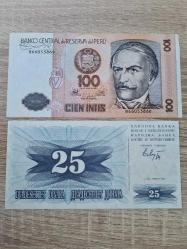 İkili Lot: Peru 100 Intis (EF/AU) + Bosna-Hersek 25 Dinara 1992 (UNC-) | ÇİL örnekler | Koleksiyonluk