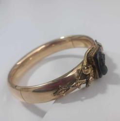 Antika Victorian Altın Dolgu (Gold Filled) Sardonyx Roma Askeri Cameo Bilezik