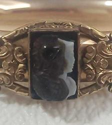 Antika Victorian Altın Dolgu (Gold Filled) Sardonyx Roma Askeri Cameo Bilezik
