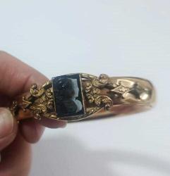 Antika Victorian Altın Dolgu (Gold Filled) Sardonyx Roma Askeri Cameo Bilezik