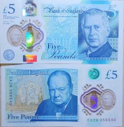 BİRLEŞİK KRALLIK 5 POUND 2024 WINSTON CHURCILL - KRALİÇE II. ELİZABETH - POLİMER.  İNGİLTERE. ÇİL.