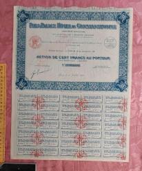 LOT.12 » Pera Palace Hôtel de Constantinople – 1922 Tarihli Orijinal Hisse Senedi