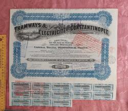 Tramways; Électricité de Constantinople – 250 Francs Hisse Senedi (Brüksel, 1900’ler)
