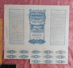 Tramways; Électricité de Constantinople – 250 Francs Hisse Senedi (Brüksel, 1900’ler)