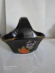 Kobald mavisi sepet formunda şekerlik. Y:15 cm.