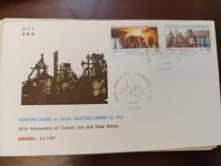 Z2-3----FDC İLK GÜN ZARFI : TÜRKİYE DEMİR VE ÇELİK İŞLETMELERİNİN 50.YILI