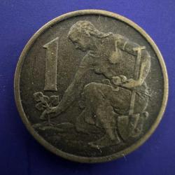 Çekoslavakya 1 Korun 1957. Alüminyum Bronz. 23 mm Çap.